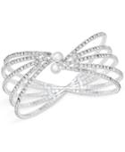 Inc International Concepts Silver-tone Crystal Multi-row Flex Cuff Bracelet, Created For Macy's
