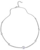 Giani Bernini Cubic Zirconia Station Collar Necklace In Sterling Silver, 16 + 2 Extender, Created For Macy's