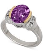 Amethyst (2-3/8 Ct. T.w.) And White Topaz (1/10 Ct. T.w.) Two-tone Ring In Sterling Silver With 14k Gold Accents