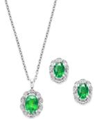 Emerald (2 Ct. T.w.) And Diamond Accent Jewelry Set In Sterling Silver