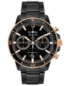Bulova Men's Chronograph Marine Star Black Stainless Steel Bracelet Watch 45mm