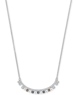 Swarovski Silver-tone Imitation Pearl And Crystal Collar Necklace