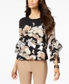 Alfani Printed Ruffle-sleeve Top In Regular & Petite Sizes, Created For Macy's