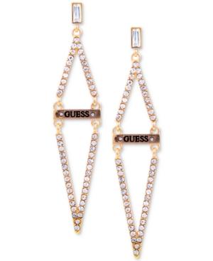 Guess Crystal & Logo Drop Earrings