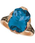 Le Vian Deep Sea Blue Topaz(6 9/10ct. T.w.), Vanilla Diamonds (1/5ct. T.w.), And Chocolate Diamonds (1/3ct. T.w.) Ring In 14k Strawberry Gold