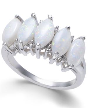 Opal (1-3/4 Ct. T.w.) & Diamond Accent Five Stone Ring In Sterling Silver
