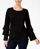 Style & Co Ruffled-sleeve Heathered Top, Created For Macy's