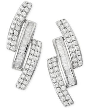 Wrapped In Love Diamond Three-row Earrings (1 Ct. T.w.) In 14k White Gold, Created For Macy's