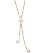 Cultured Freshwater Pearl Rope Chain Lariat Necklace In 14k Gold (6mm)