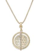 Abs By Allen Schwartz Gold-tone Faceted Ball And Crystal Pave Pendant Necklace