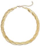 Thalia Sodi Gold-tone Gold-tone Braided Herringbone Collar Necklace, 17 + 3 Extender, Created For Macy's