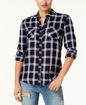 American Rag Juniors' Lace-back Plaid Shirt, Created For Macy's