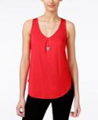 Eyeshadow Juniors' Embroidered-back Tank Top