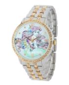 Disney Ariel Women's Two Tone Silver And Gold Alloy Watch With Glitz
