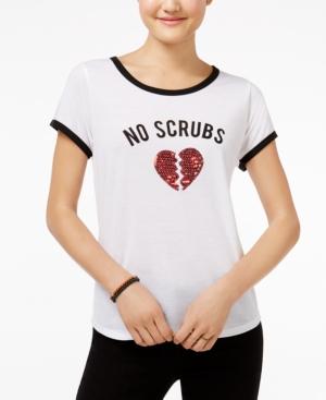 Freeze 24-7 Juniors' No Scrubs Graphic Ringer T-shirt
