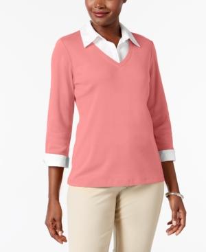 Karen Scott Cotton Layered-look Top, Created For Macy's