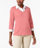 Karen Scott Cotton Layered-look Top, Created For Macy's