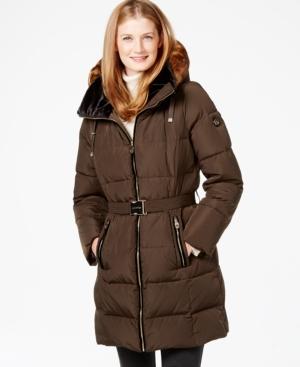 Calvin Klein Faux-fur-trim Belted Down Coat