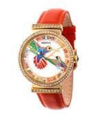 Bertha Quartz Emily Collection Gold And Orange Leather Watch 37mm