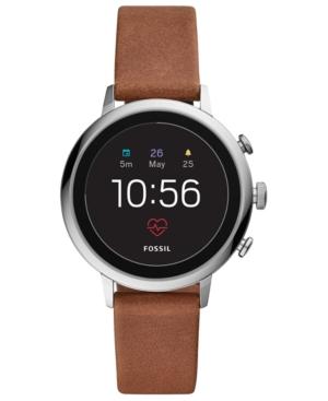 Fossil Q Women's Venture Hr Brown Leather Strap Touchscreen Smart Watch 40mm