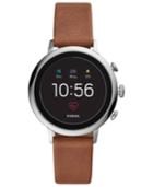 Fossil Q Women's Venture Hr Brown Leather Strap Touchscreen Smart Watch 40mm