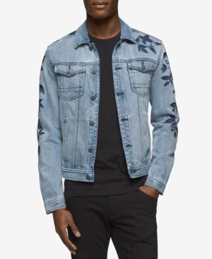 Calvin Klein Jeans Men's Embroidered Leaves Denim Jacket