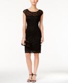 Connected Sequined Illusion Lace Sheath Dress
