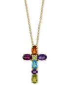 Effy Multi-gemstone Cross 18 Pendant Necklace (2-7/8 Ct. T.w.) In 14k Gold