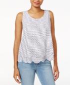 Maison Jules Printed Tiered Scalloped Top, Only At Macy's