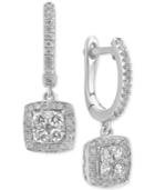 Diamond Cluster Dangle Hoop Earrings (1/2 Ct. T.w.) In 14k White Gold
