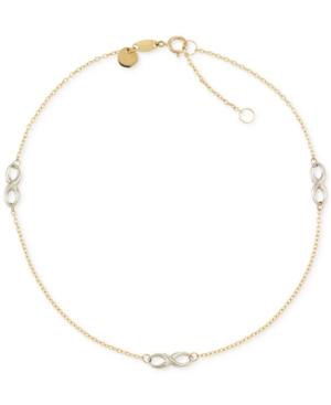 Two-tone Infinity Design Anklet In 14k Gold And 14k White Gold