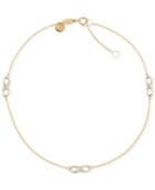 Two-tone Infinity Design Anklet In 14k Gold And 14k White Gold