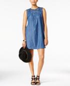 Maison Jules Embroidered Chambray Shift Dress, Only At Macy's
