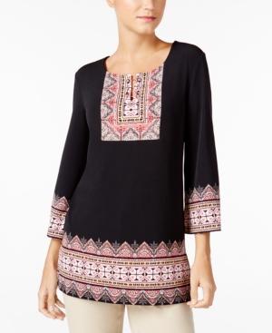 Jm Collection Printed Split-neck Tunic, Created For Macy's