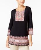 Jm Collection Printed Split-neck Tunic, Created For Macy's