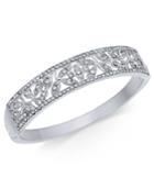 Charter Club Silver-tone Pave Filigree Bangle Bracelet, Created For Macy's