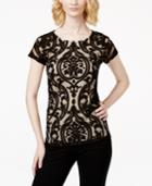 Inc International Concepts Petite Embroidered Illusion Top, Only At Macy's