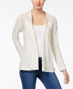 Style & Co Open-front Lace-yoke Cardigan, Only At Macy's
