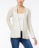 Style & Co Open-front Lace-yoke Cardigan, Only At Macy's