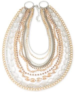 Abs By Allen Schwartz Two-tone Beaded Multi-layer Necklace