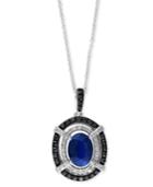 Royal Bleu By Effy Sapphire (1-3/8 Ct. T.w.) And Diamond (1/3 Ct. T.w.) Pendant Necklace In 14k White Gold