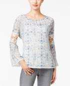 Style & Co. Lantern-sleeve Lace-trim Top, Only At Macy's