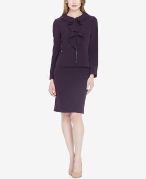 Tahari Asl Ruffled Zip-front Skirt Suit