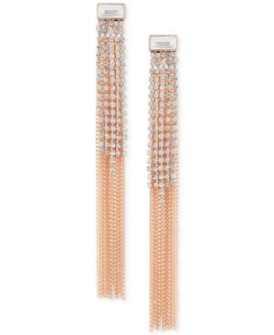 Guess Rose Gold-tone Crystal & Chain Fringe Front-and-back Earrings