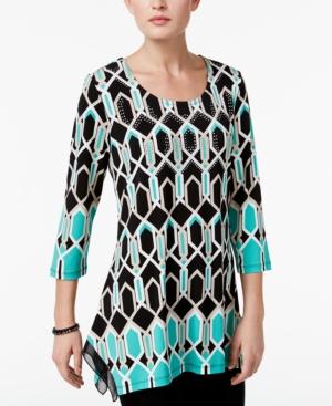Jm Collection Geo-print Chiffon-hem Tunic, Created For Macy's