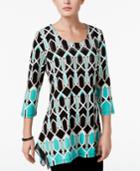 Jm Collection Geo-print Chiffon-hem Tunic, Created For Macy's