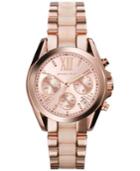 Michael Kors Women's Chronograph Mini Bradshaw Blush And Rose Gold-tone Stainless Steel Bracelet Watch 36mm Mk6065