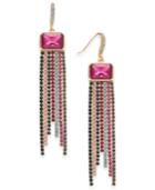 I.n.c. Gold-tone Multicolor Crystal Fringe Drop Earrings, Created For Macy's