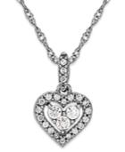 Diamond Heart Halo Pendant Necklace In 14k White Gold (1/6 Ct. T.w.)