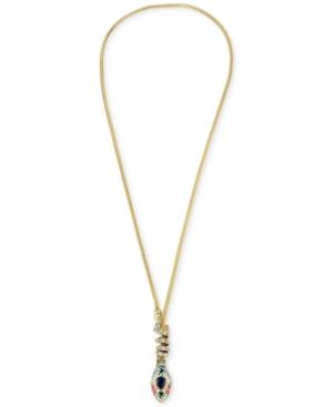 Betsey Johnson Gold-tone Multicolor Pave Snake Lariat Necklace